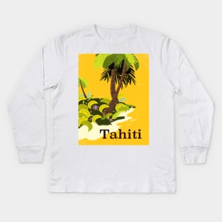 Tahiti vintage style travel poster Kids Long Sleeve T-Shirt